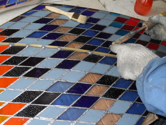 Toughened Bright Inlaid Clear 20mm Leaded Stained Glass Panels
