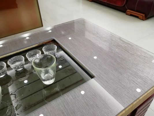 Grey Tabletop Toughened Multilayer Fabric Laminated Glass Panels