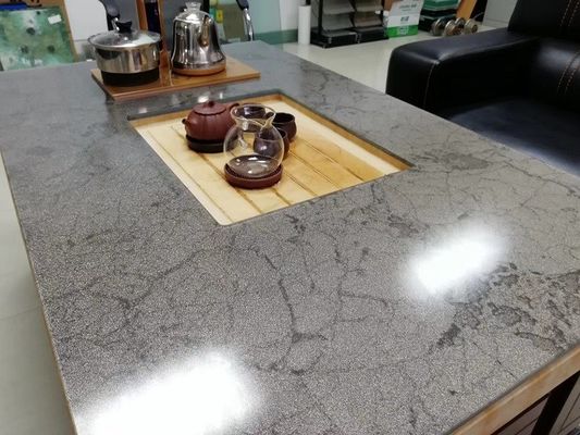 Grey Tabletop Toughened Multilayer Fabric Laminated Glass Panels