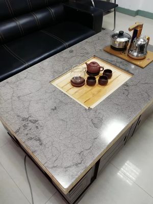 Grey Tabletop Toughened Multilayer Fabric Laminated Glass Panels