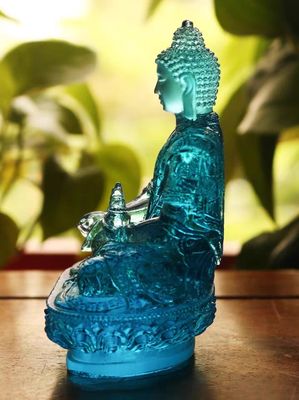 Oriental Traditional Liuli Sapphire Vivid Crystal Buddha