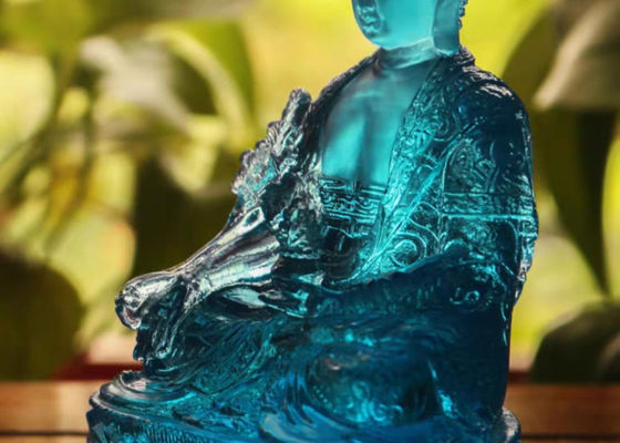 Oriental Traditional Liuli Sapphire Vivid Crystal Buddha