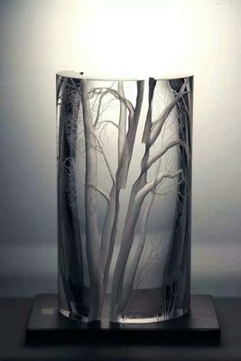 ISO9001 Inner Carved Artwork Etched Ornamental Crystals