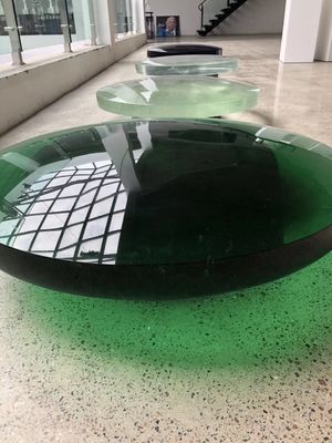 Hotel Office  Clear Green Dewaxing Liuli Sand Carved Glass