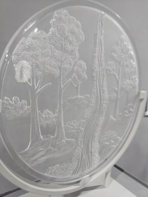 Hotel Office  Clear Green Dewaxing Liuli Sand Carved Glass